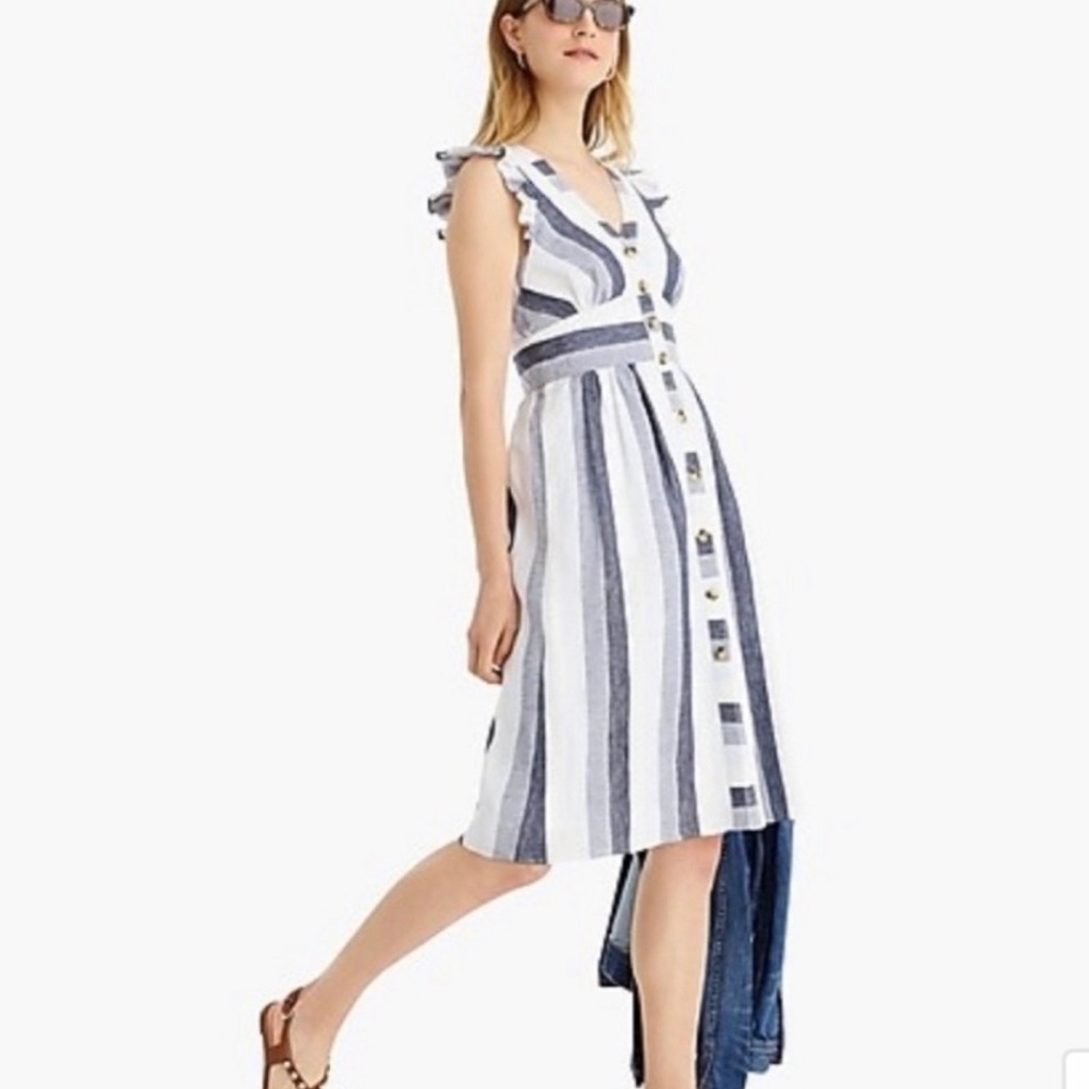J.Crew Button-front Linen Midi Dress